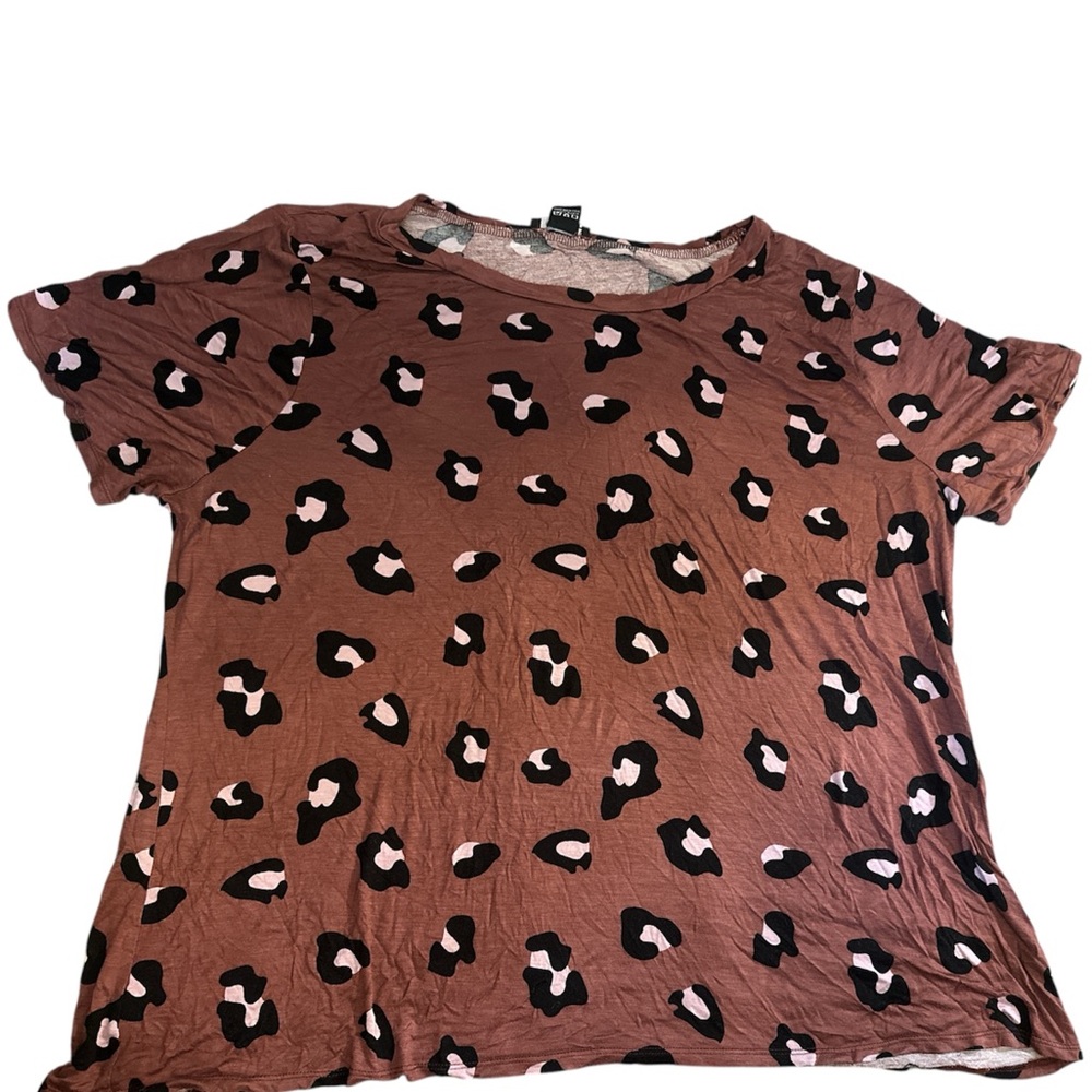 Soho Girls Brown Leopard Print Short Sleeve Top
